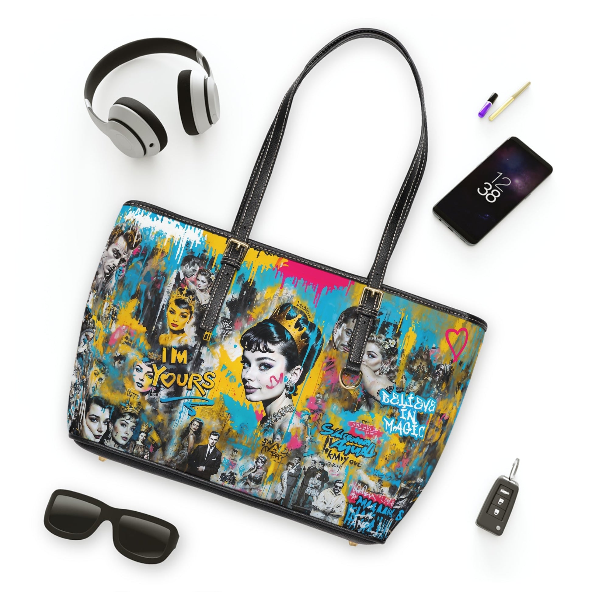 PU Leather Shoulder Bag - Audrey Hepburn - Bags