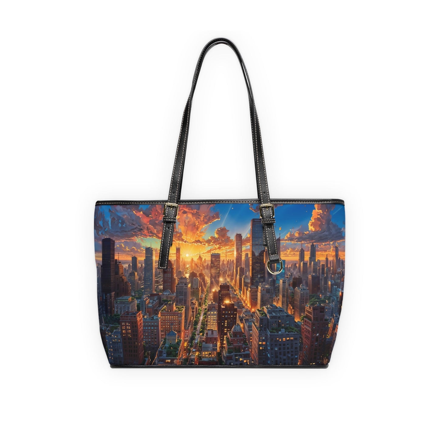 PU Leather Shoulder Bag- City - 16’’ x 10’’ / Black - Bags