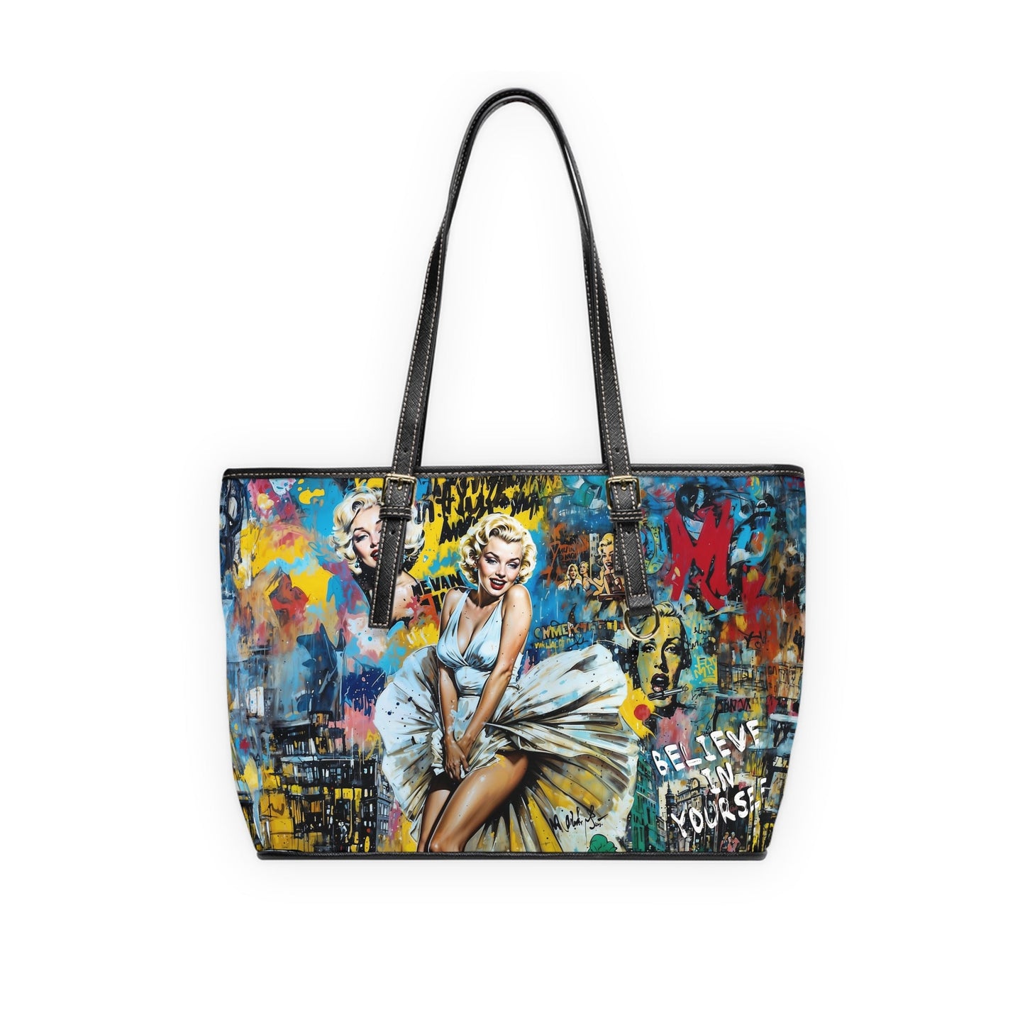 PU Leather Shoulder Bag- Marilyn Monroe - 16’’ x 10’’ / Black - Bags
