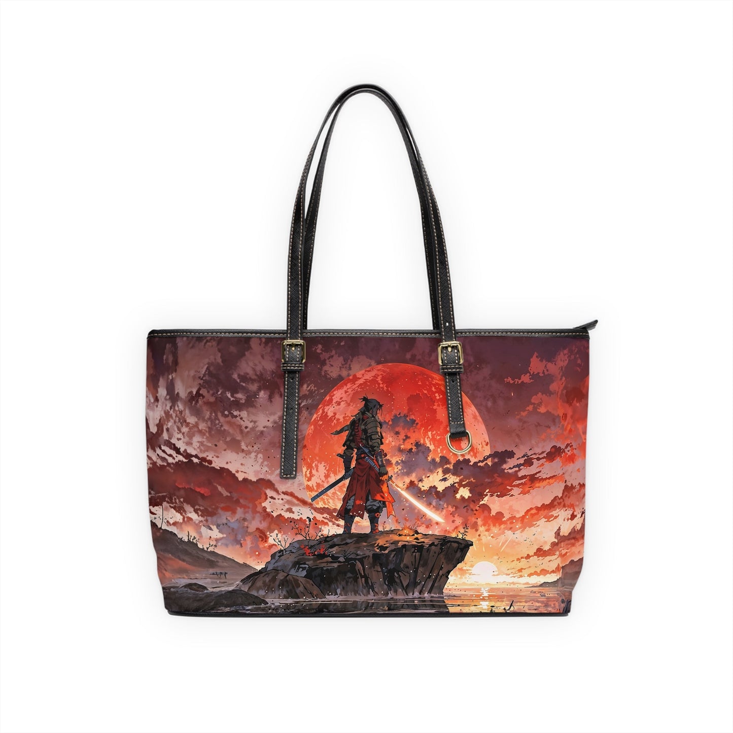PU Leather Shoulder Bag- Samurai - 17’’ x 11’’ / Black - Bags
