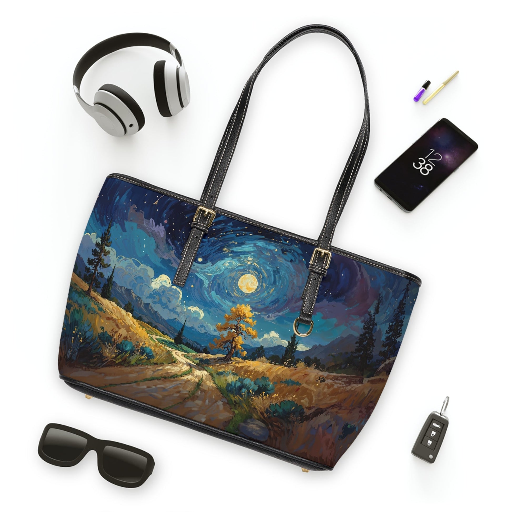 PU Leather Shoulder Bag - Vincent Van Gogh Style - Bags