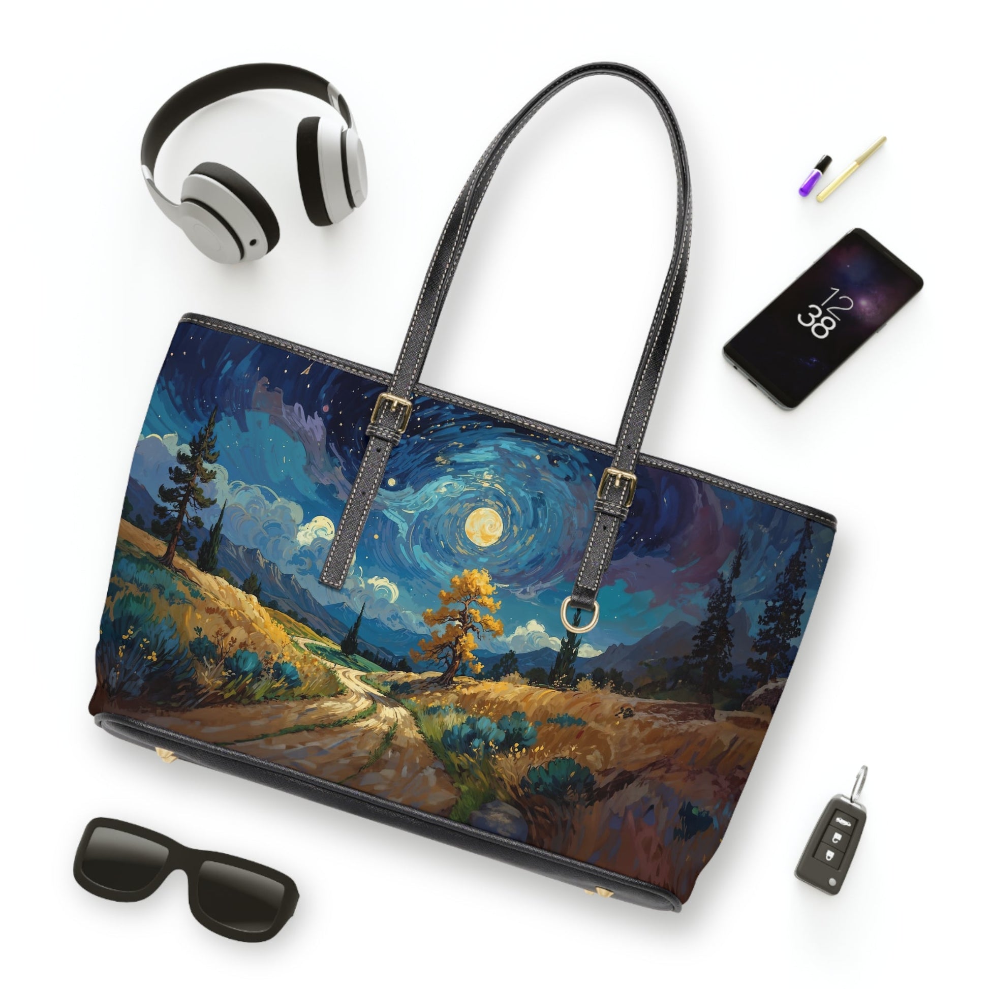PU Leather Shoulder Bag - Vincent Van Gogh Style - Bags