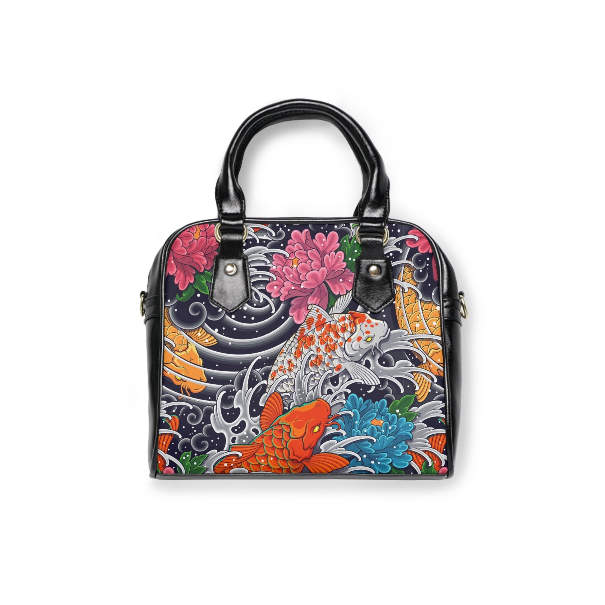 PU LeatherShoulder Handbag - Japanese Art - 9.45’’ x 8.27’’ / Black - Bags