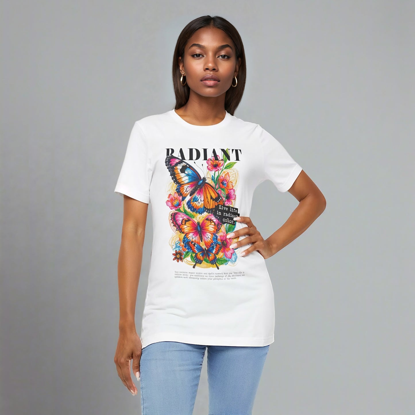 Butterfly Sketch Tee, Vibrant Colorful Positive Quotes