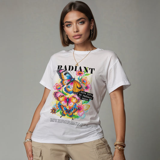 Butterfly Sketch Tee, Vibrant Colorful Positive Quotes