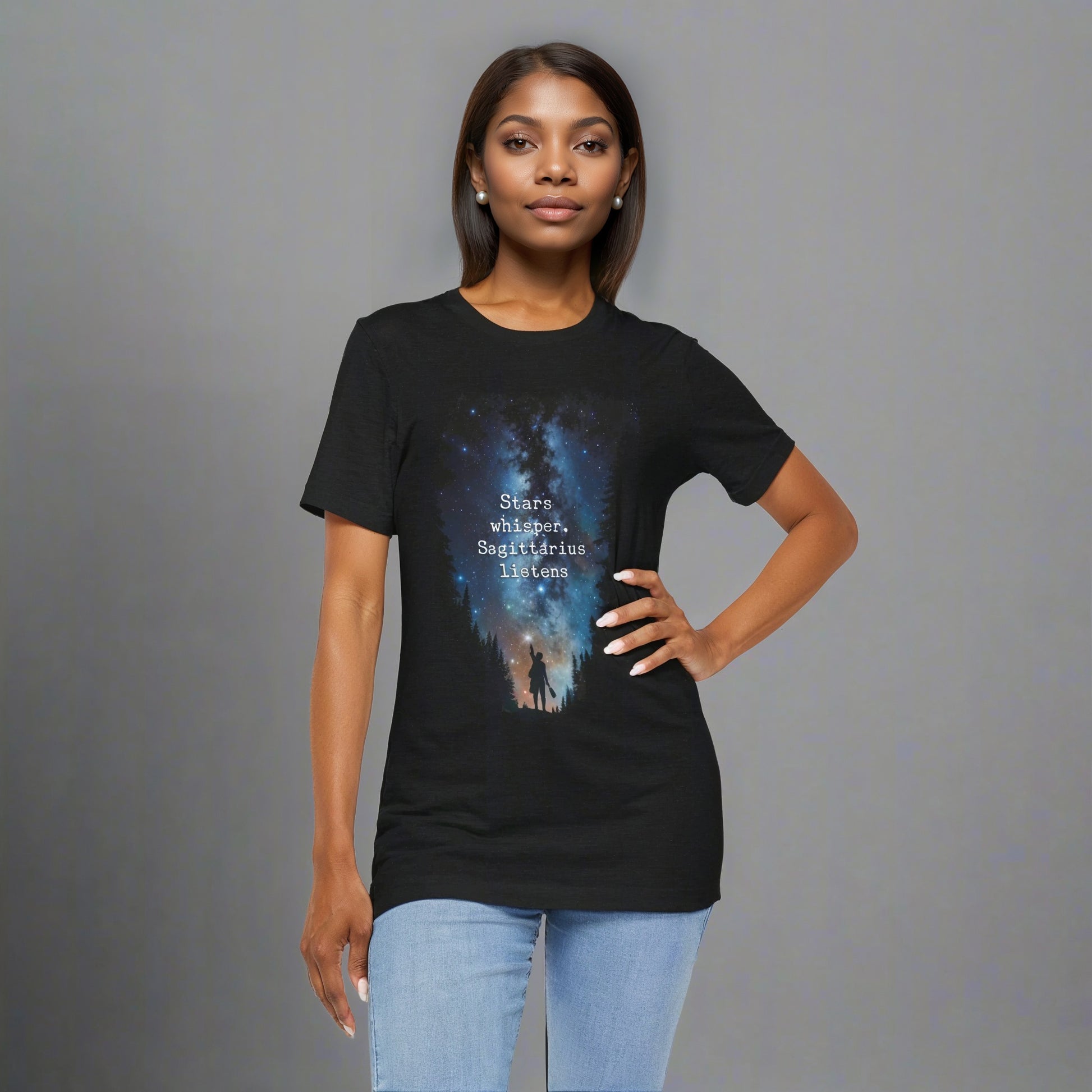 Capture the Cosmos: Celestial Forest Night T-Shirt - T-Shirt
