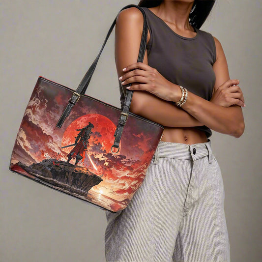 tote bag with japanese artwork illustration of samurai