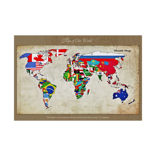 Satin Posters - Vintage Flags of Our World Decor - 30″ x 20″ (Horizontal) / Satin - Poster