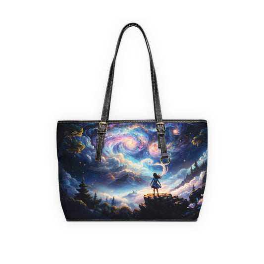 Shoulder Bag - Dreamy Landscape Painting with Little Girl - 16’’ x 10’’ / Black - Bags