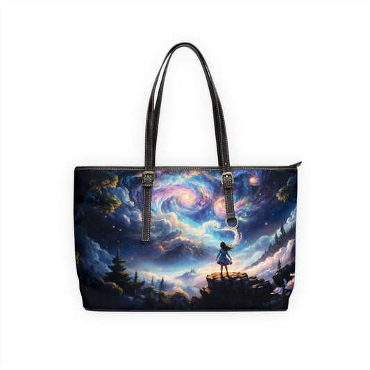 Shoulder Bag - Dreamy Landscape Painting with Little Girl - 17’’ x 11’’ / Black - Bags