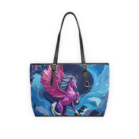 Shoulder Bag - Dreamy Pink Unicorn Illustration - 16’’ x 10’’ / Black - Bags
