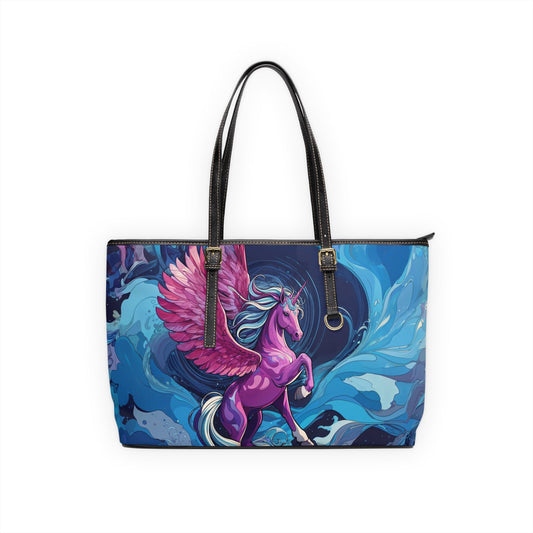 Shoulder Bag - Dreamy Pink Unicorn Illustration - 17’’ x 11’’ / Black - Bags