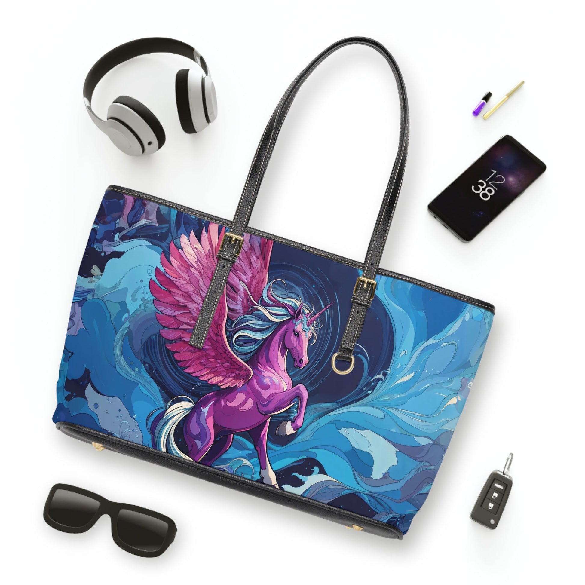 Shoulder Bag - Dreamy Pink Unicorn Illustration - Bags
