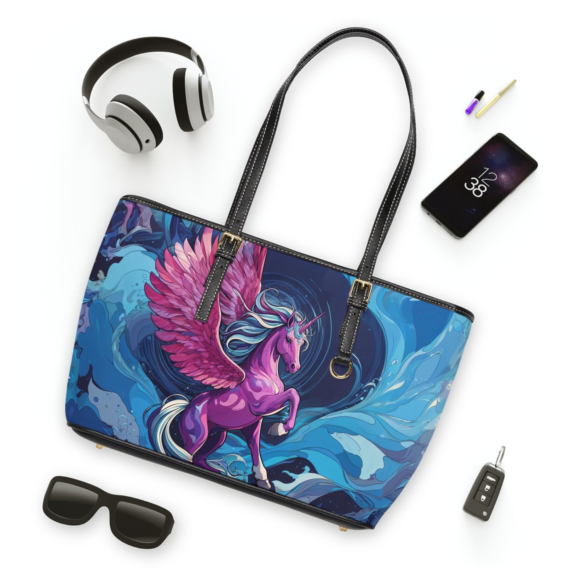 Shoulder Bag - Dreamy Pink Unicorn Illustration - Bags