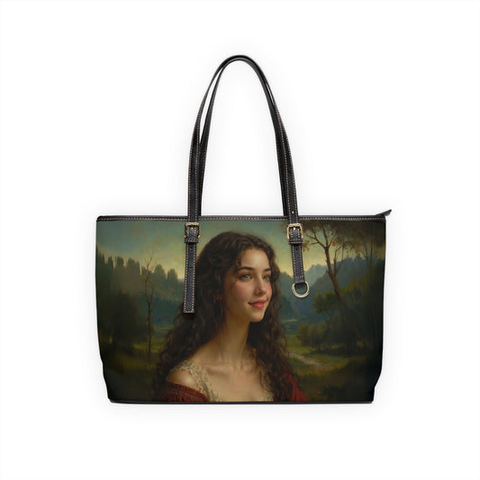 Shoulder Bag - Renaissance Style Mysterious Woman Painting - 17’’ x 11’’ / Black - Bags