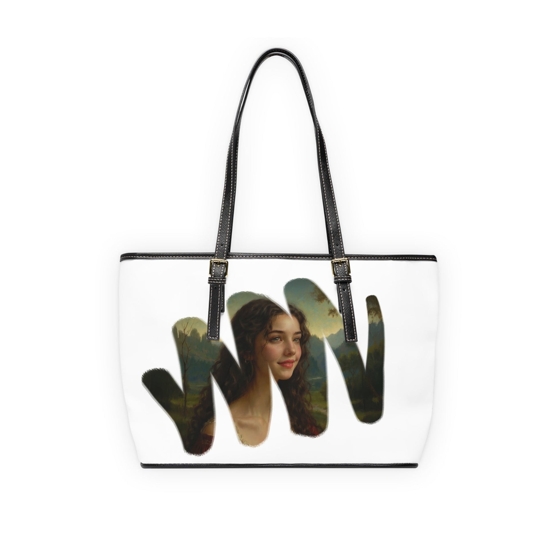 Shoulder Bag - Renaissance Style Painting of Mysterious Woman - 16’’ x 10’’ / Black - Bags