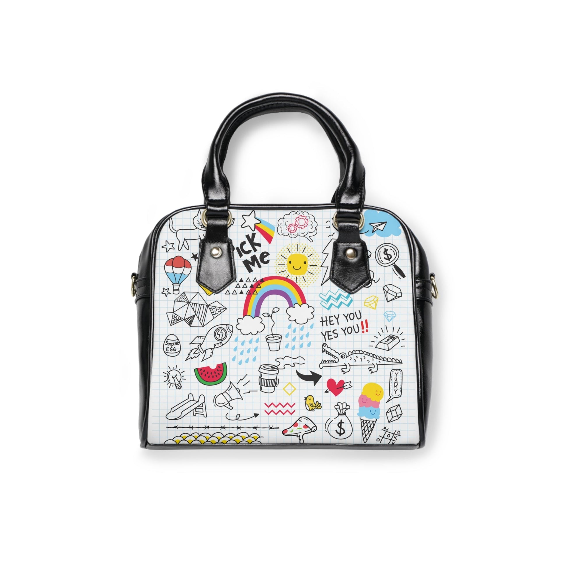 Shoulder Handbag - Doodles - 9.45’’ x 8.27’’ / Black - Bags