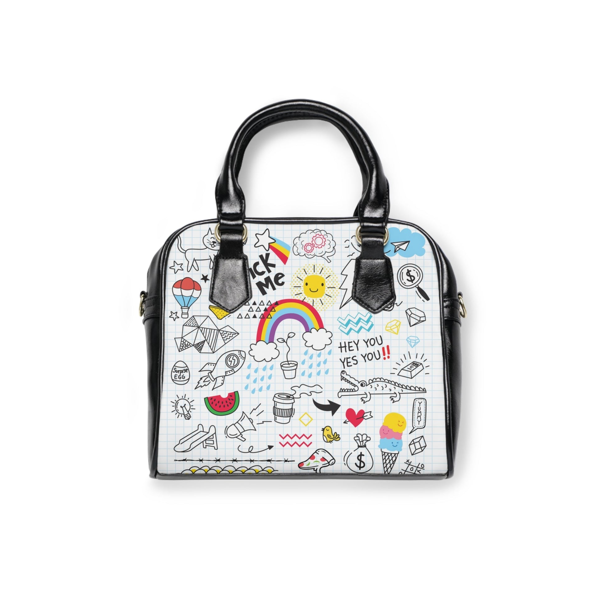 Shoulder Handbag - Doodles - 9.45’’ x 8.27’’ / Black - Bags