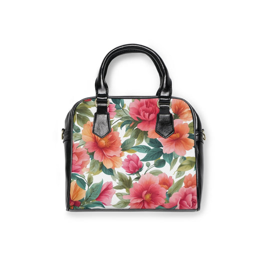 Shoulder Handbag - Floral - 9.45’’ x 8.27’’ / Black - Bags