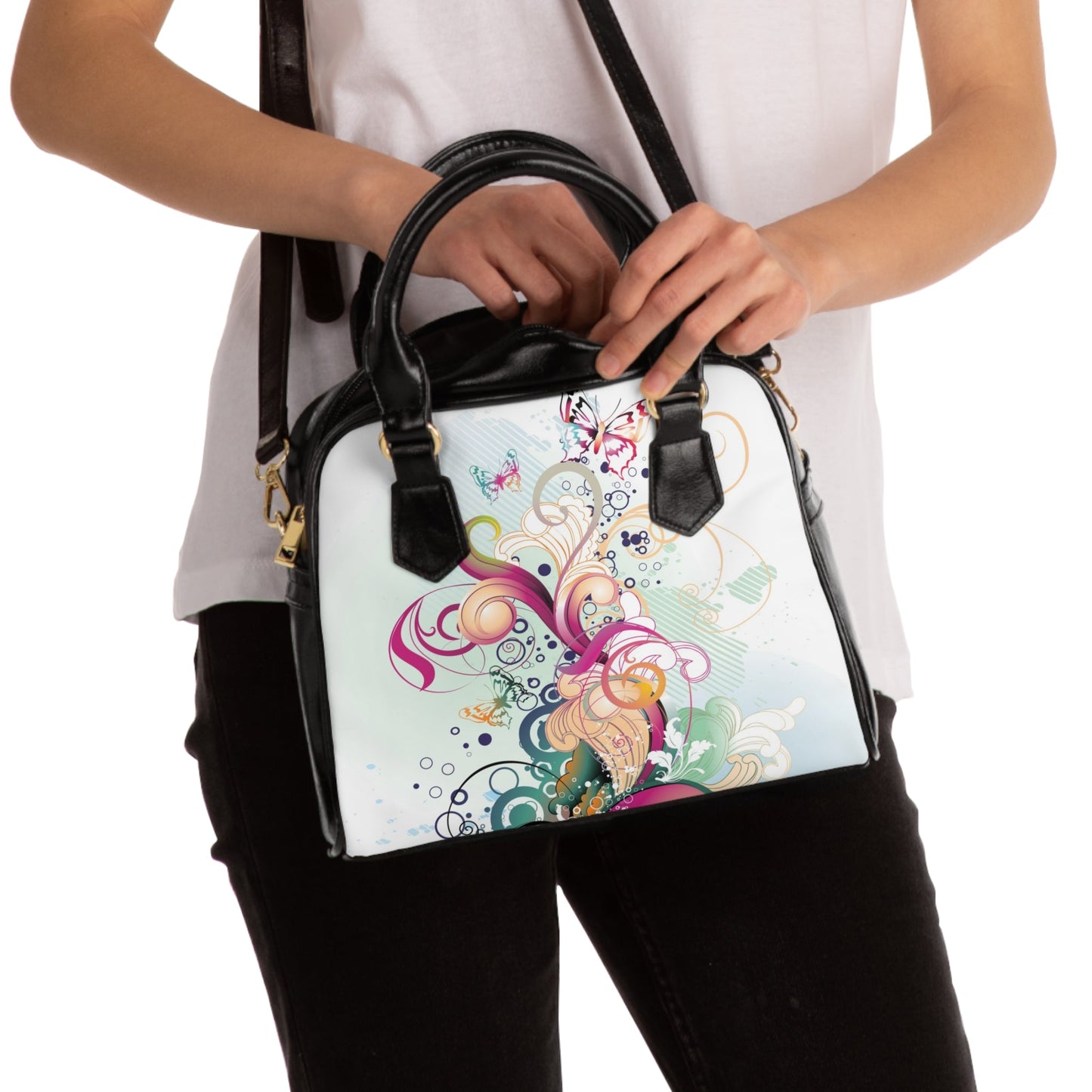 Shoulder Handbag- Ornaments - 9.45’’ x 8.27’’ / Black - Bags