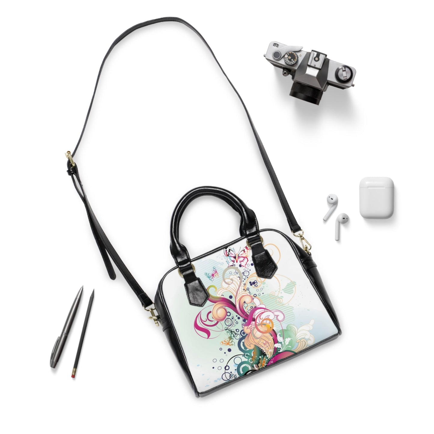 Shoulder Handbag- Ornaments - 9.45’’ x 8.27’’ / Black - Bags