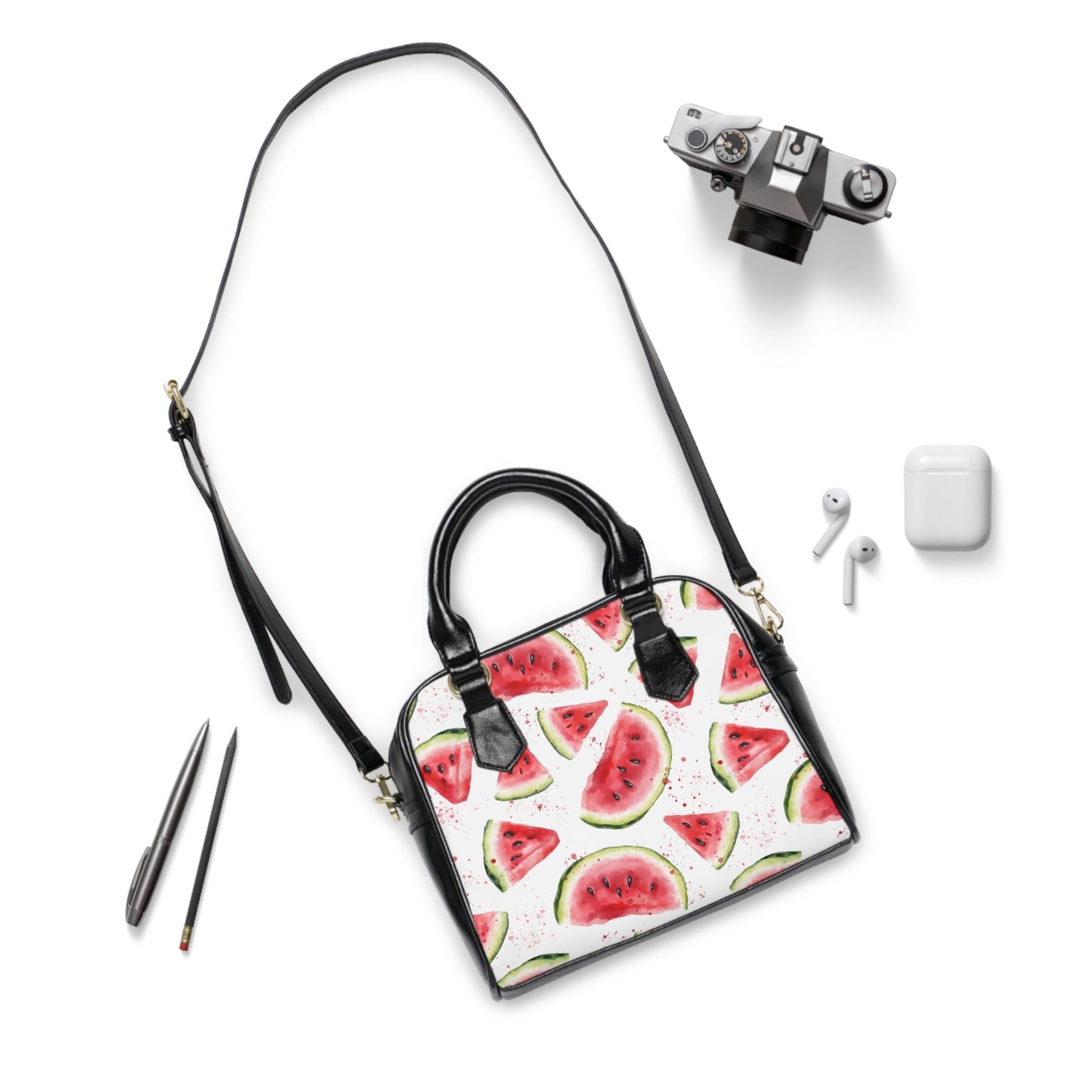 Shoulder Handbag- Sweet Melon - 9.45’’ x 8.27’’ / Black - Bags