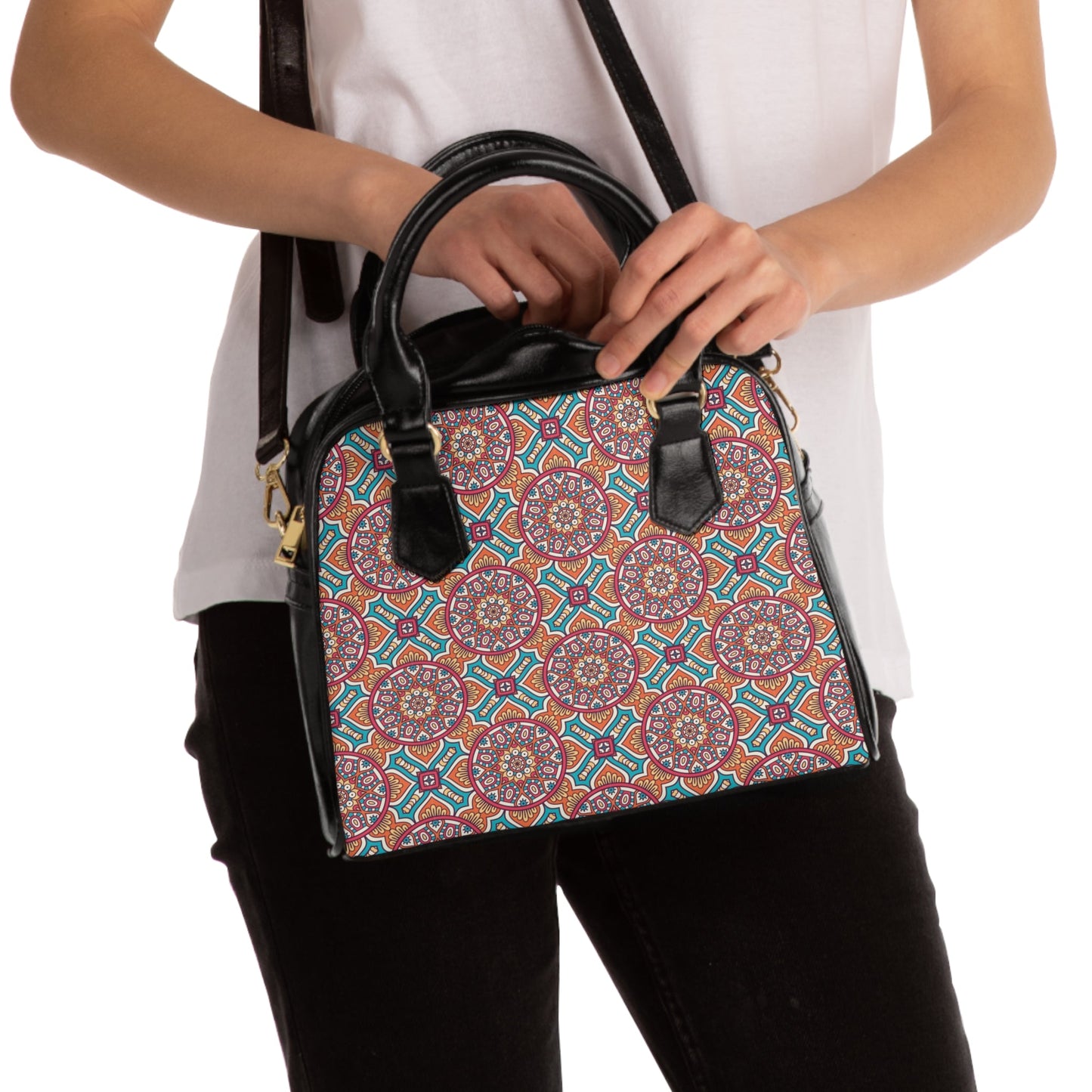Shoulder Handbag - Timeless Elegance Oriental Pattern - 9.45’’ x 8.27’’ / Black - Bags