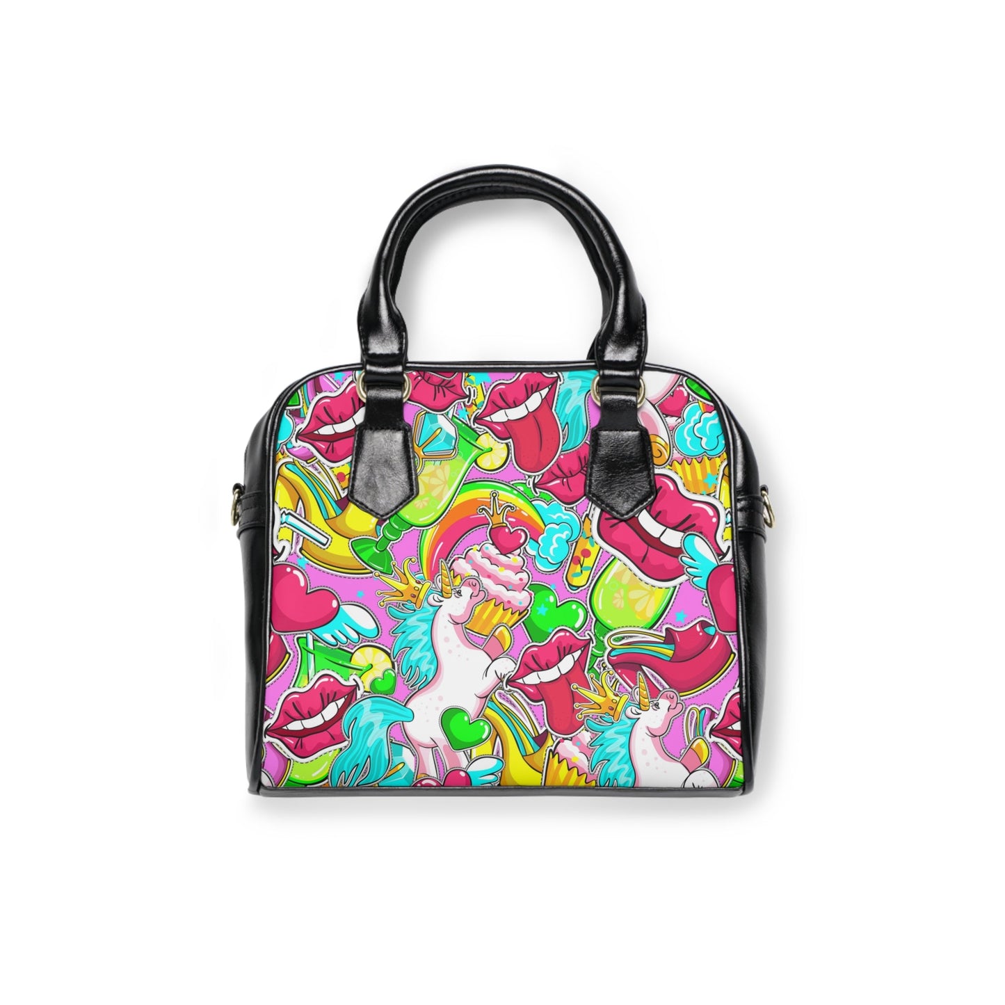 Shoulder Handbag- Unicorn Pattern - 9.45’’ x 8.27’’ / Black - Bags