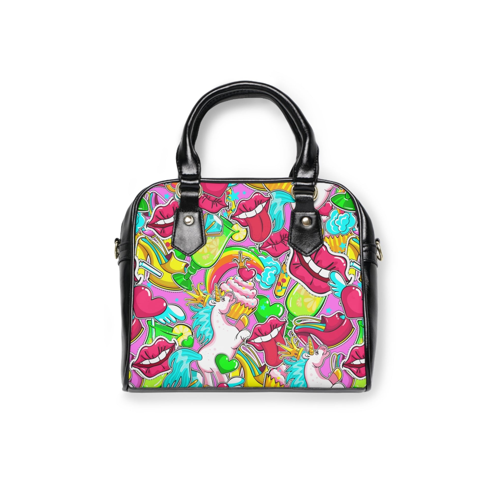 Shoulder Handbag- Unicorn Pattern - 9.45’’ x 8.27’’ / Black - Bags