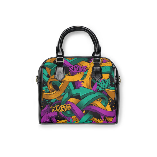 Shoulder Handbag - Urban Graffiti Chic - 9.45’’ x 8.27’’ / Black - Bags
