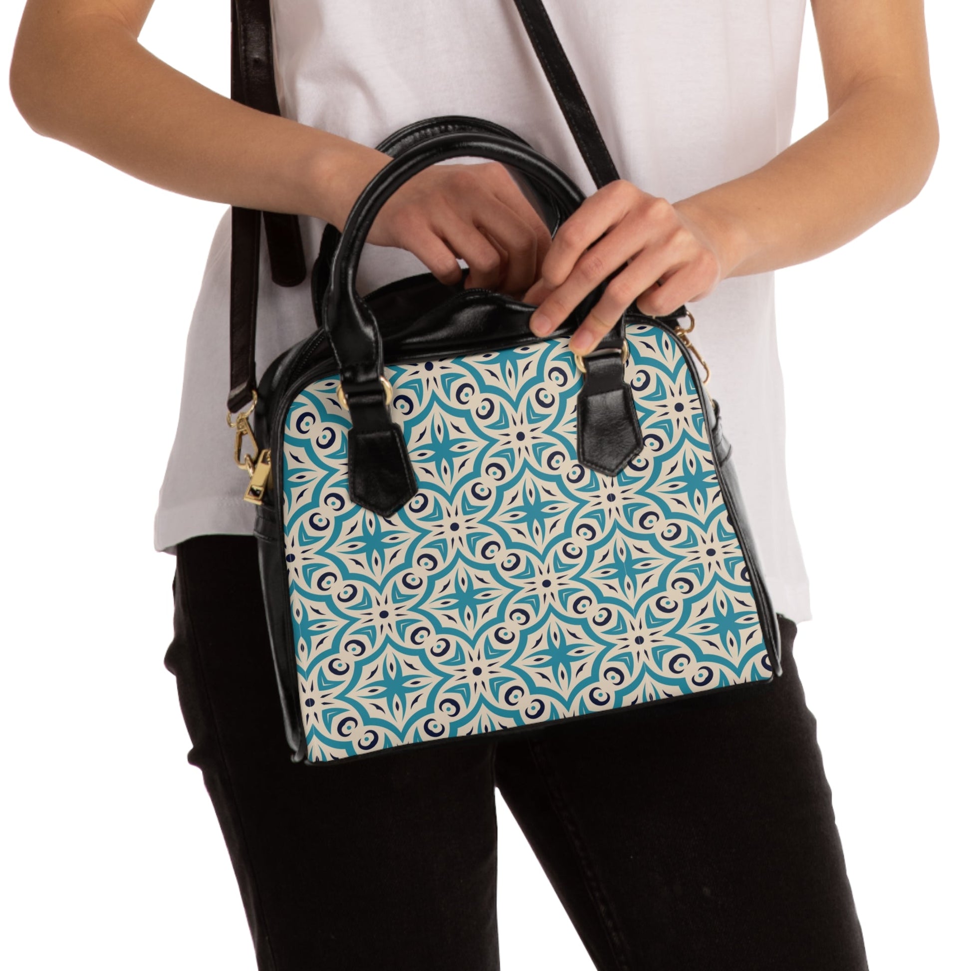 Shoulder Handbag - Vintage Elegance - 9.45’’ x 8.27’’ / Black - Bags