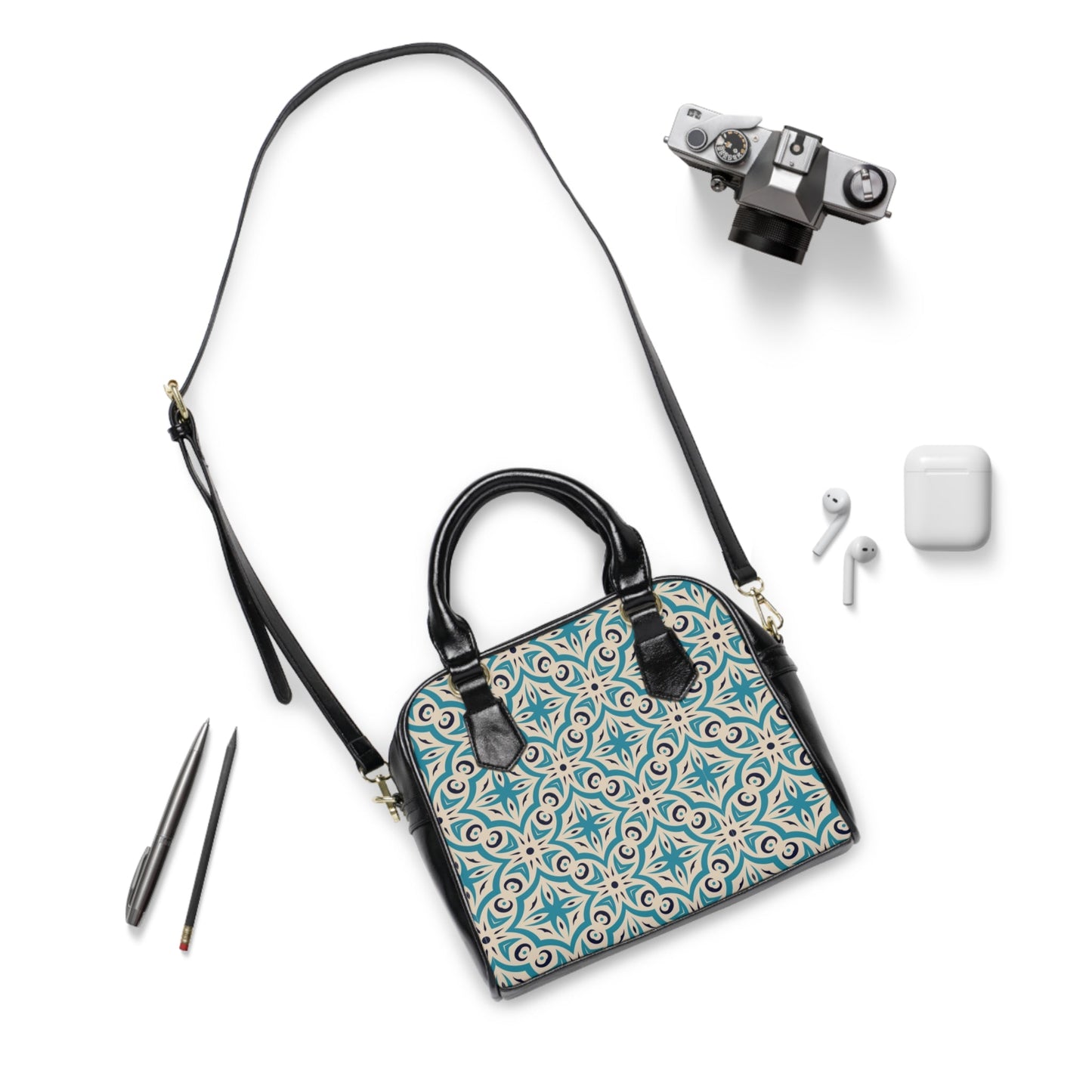 Shoulder Handbag - Vintage Elegance - 9.45’’ x 8.27’’ / Black - Bags