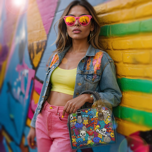 Cartoon Pop Art Shoulder Bag - Double-Sided Print