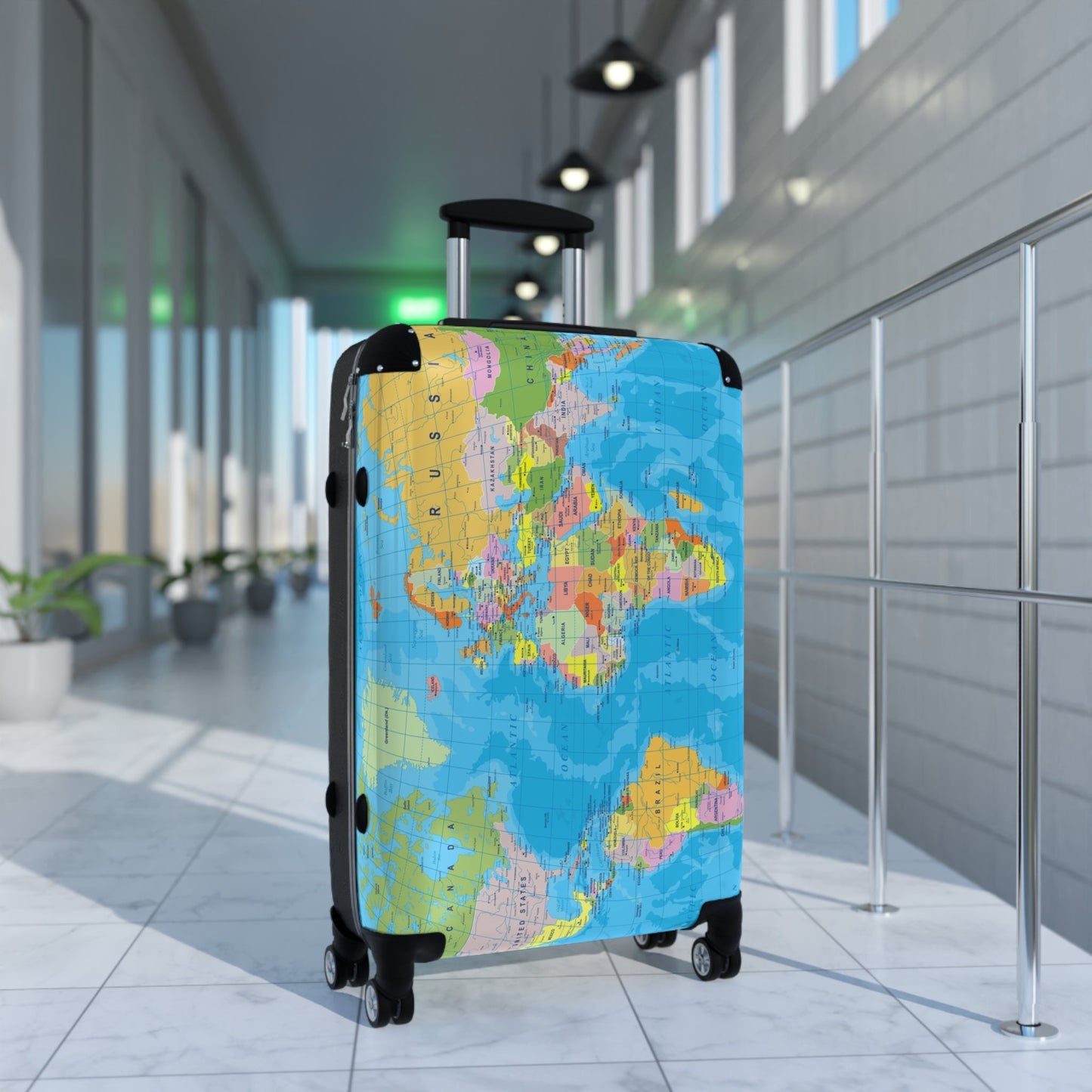 Suitcase Travel World Map Detailed Political Map Design - Bags