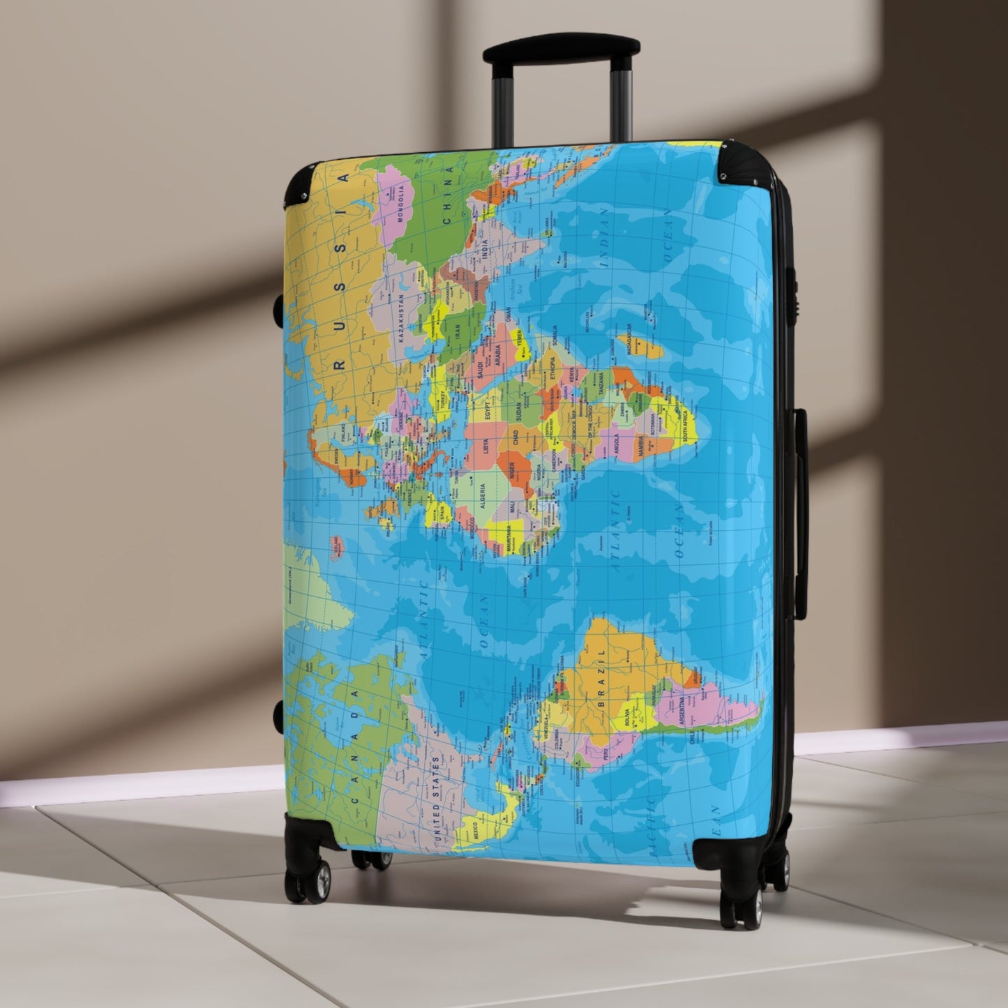 Suitcase Travel World Map Detailed Political Map Design - Bags