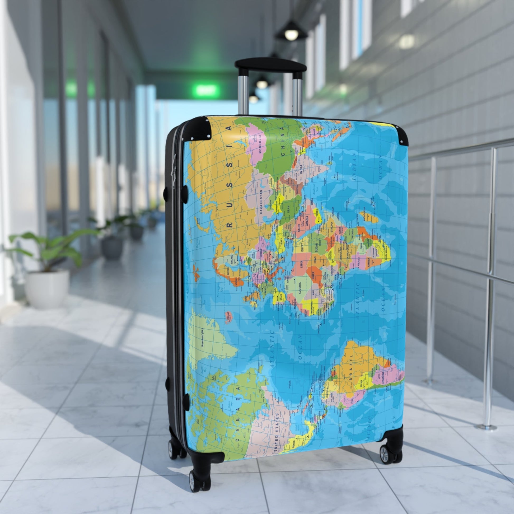 Suitcase Travel World Map Detailed Political Map Design - Bags