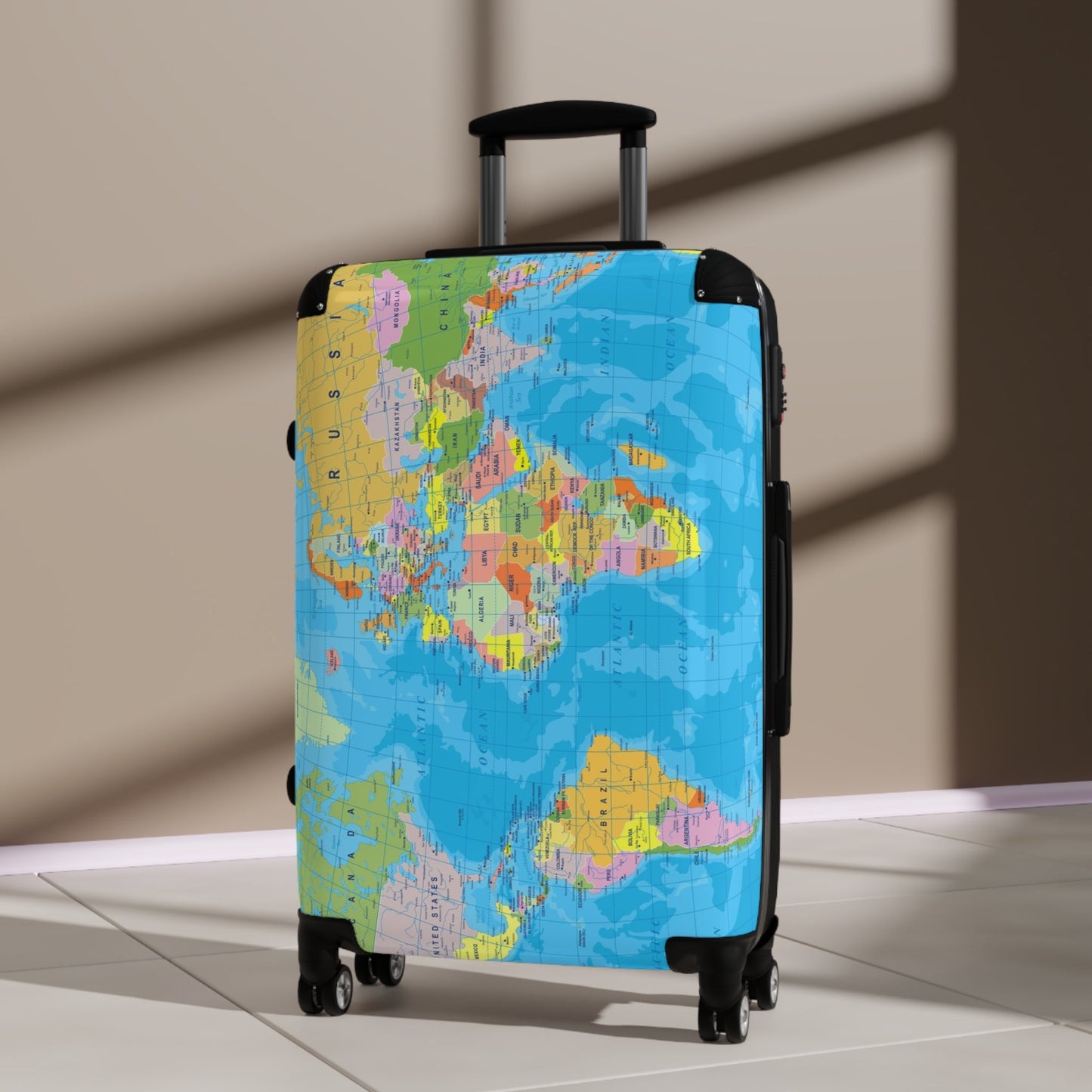 Suitcase Travel World Map Detailed Political Map Design - Bags