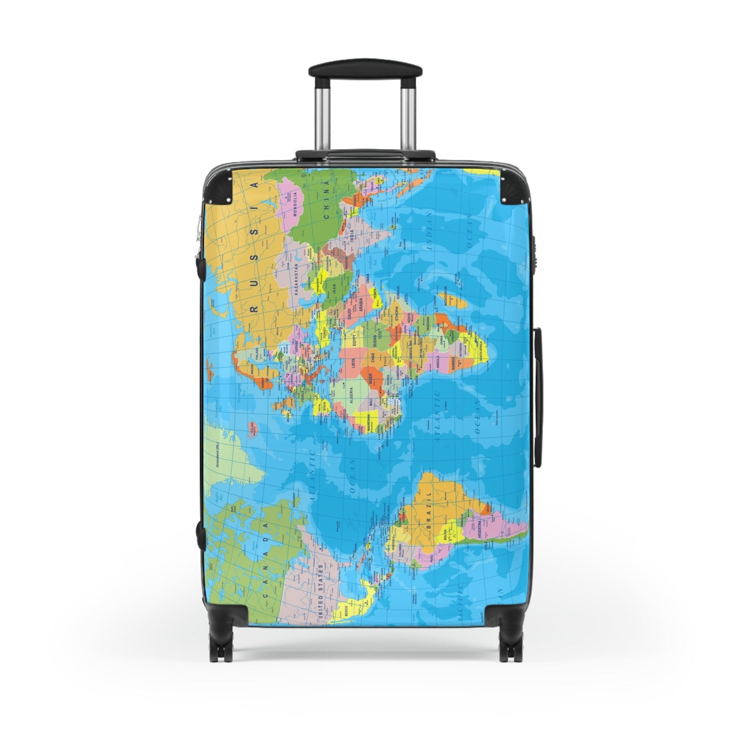 Suitcase Travel World Map Detailed Political Map Design - Large / Black - Bags