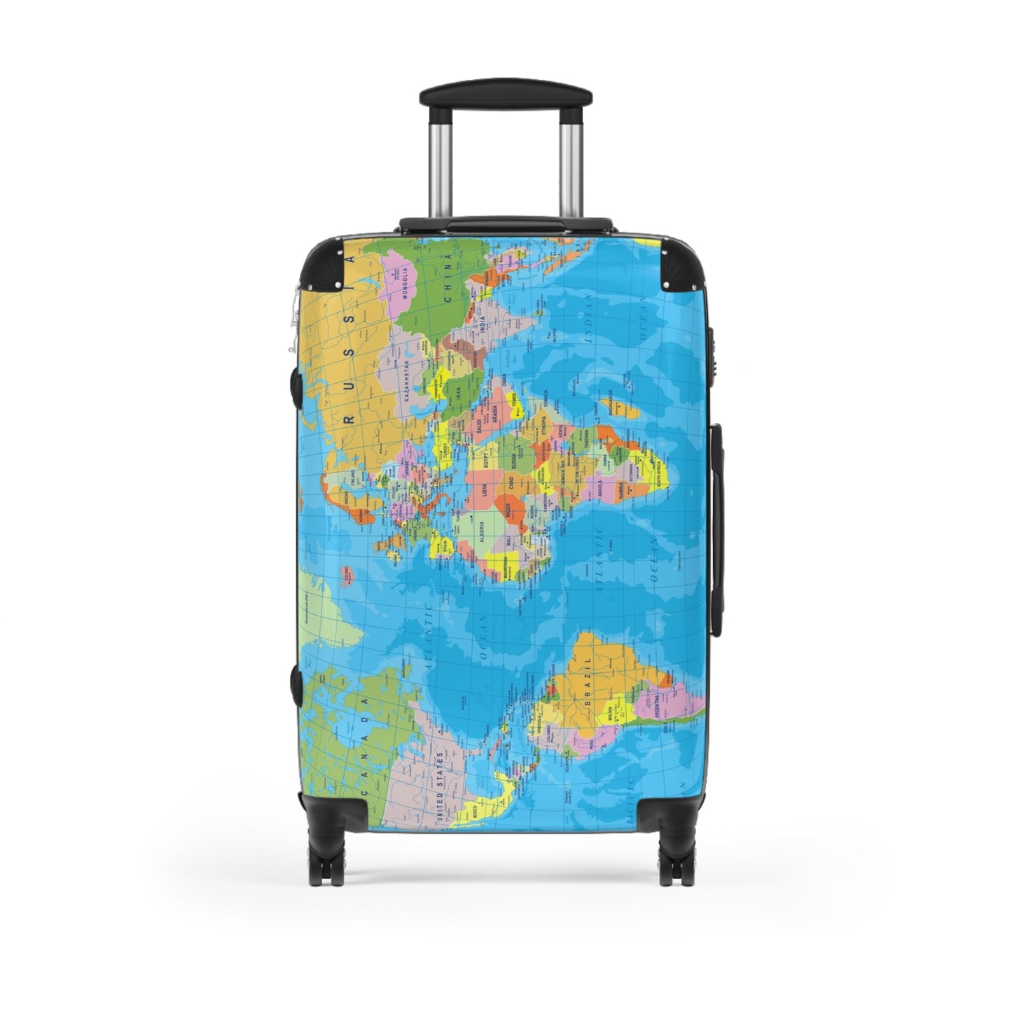 Suitcase Travel World Map Detailed Political Map Design - Medium / Black - Bags