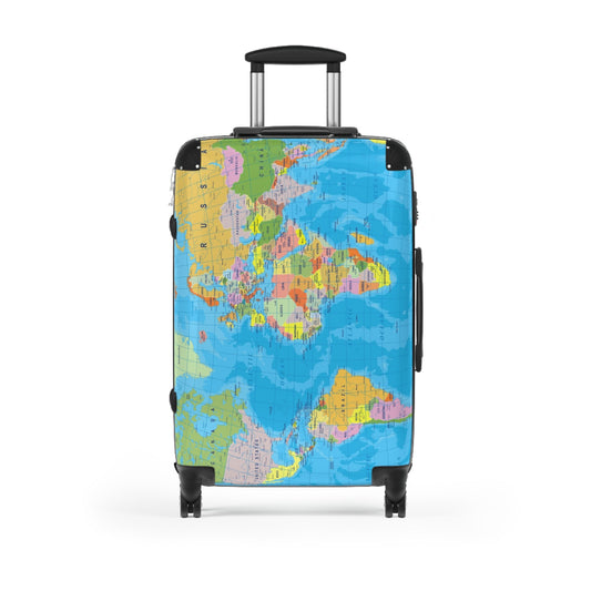 Suitcase Travel World Map Detailed Political Map Design - Medium / Black - Bags