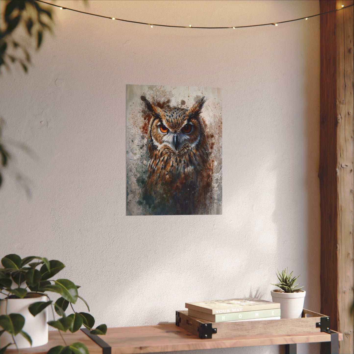 Textured Watercolor Matte Posters - Watercolor Owl Illustration - 12″ x 16″ (Vertical) - Poster