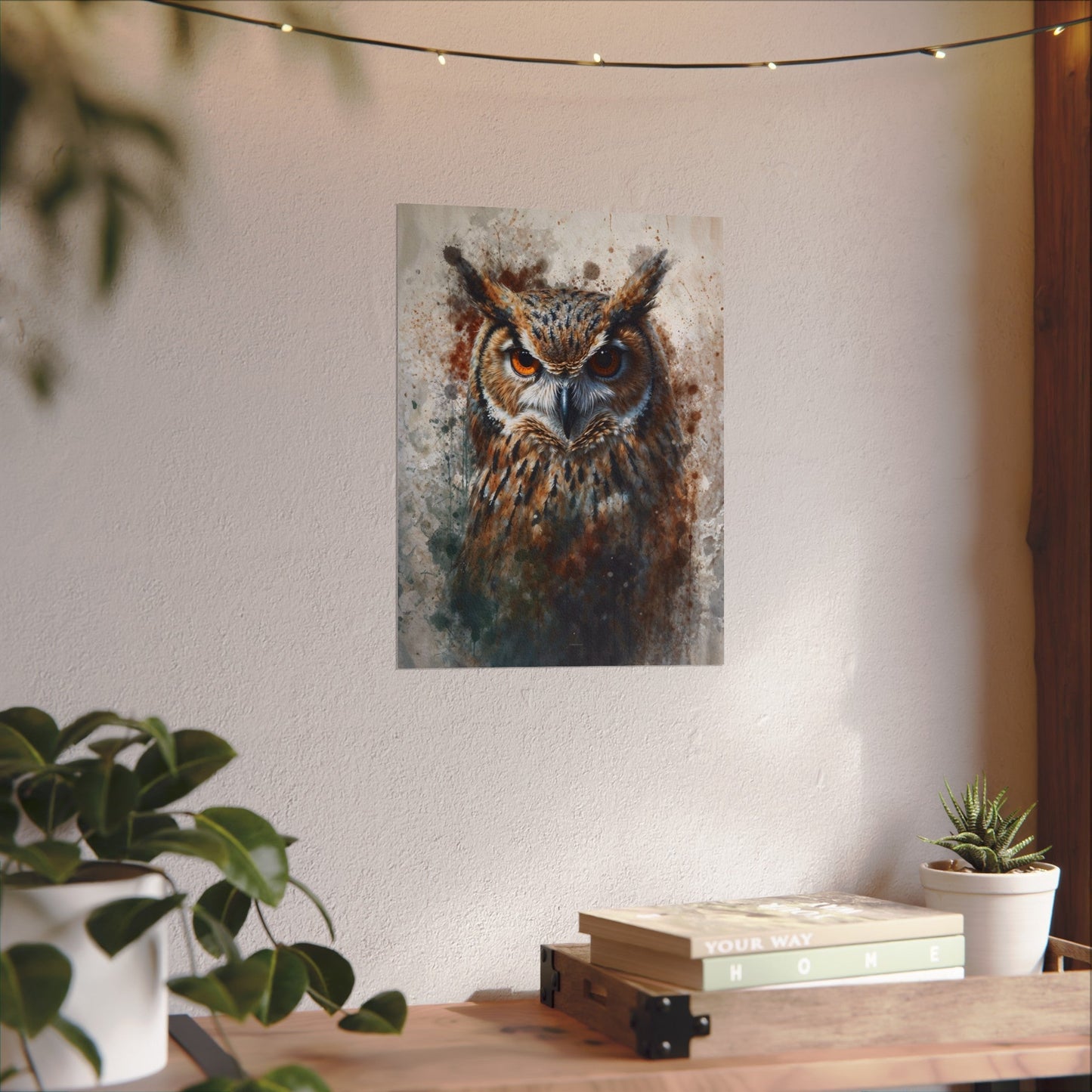 Textured Watercolor Matte Posters - Watercolor Owl Illustration - 14’’ x 18’’ (Vertical) - Poster