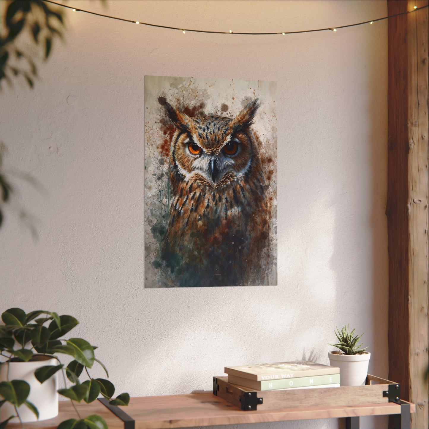 Textured Watercolor Matte Posters - Watercolor Owl Illustration - 16″ x 24″ (Vertical) - Poster