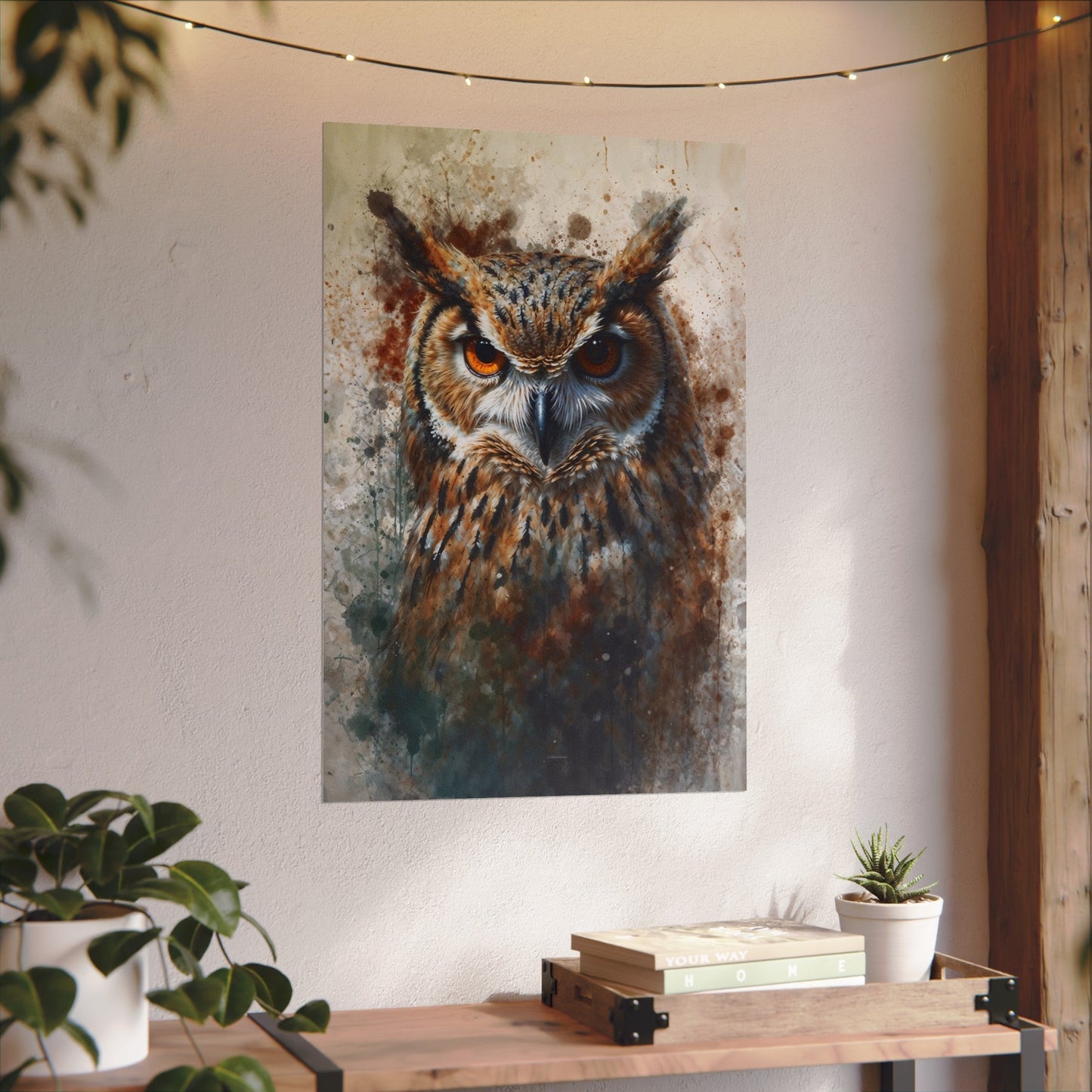Textured Watercolor Matte Posters - Watercolor Owl Illustration - 20″ x 30″ (Vertical) - Poster