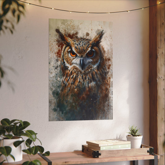 Textured Watercolor Matte Posters - Watercolor Owl Illustration - 20″ x 30″ (Vertical) - Poster