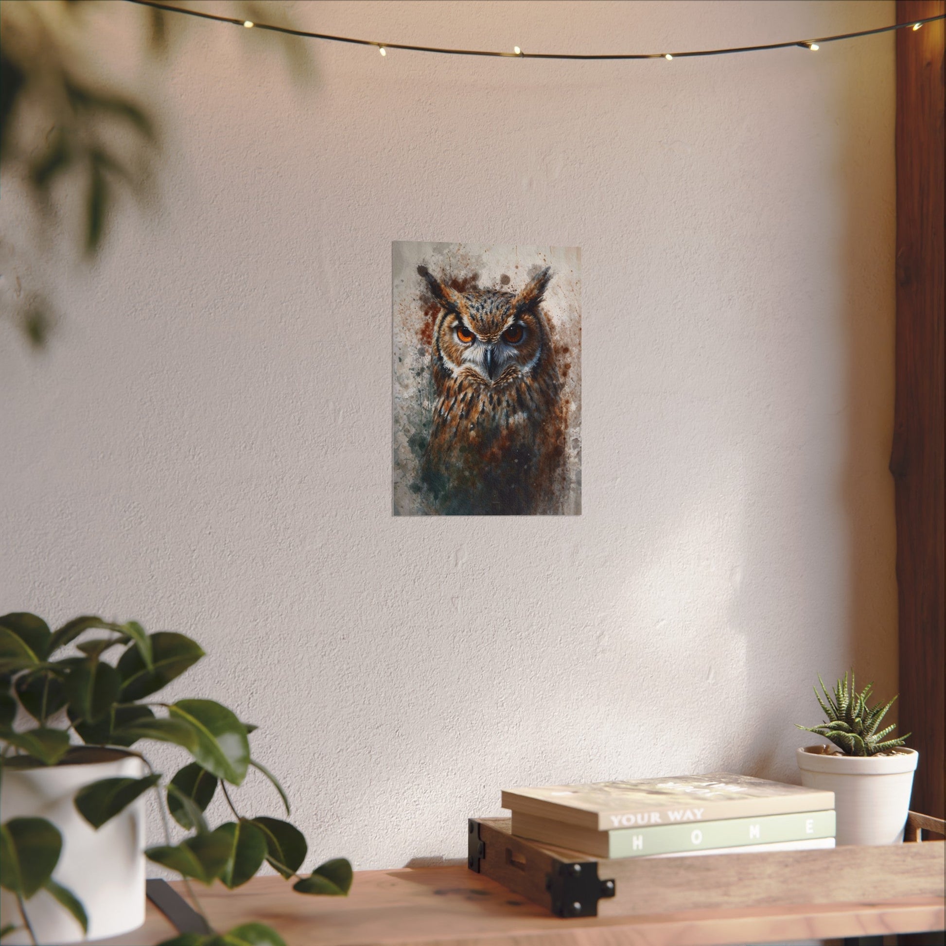 Textured Watercolor Matte Posters - Watercolor Owl Illustration - 8″ x 11″ (Vertical) - Poster
