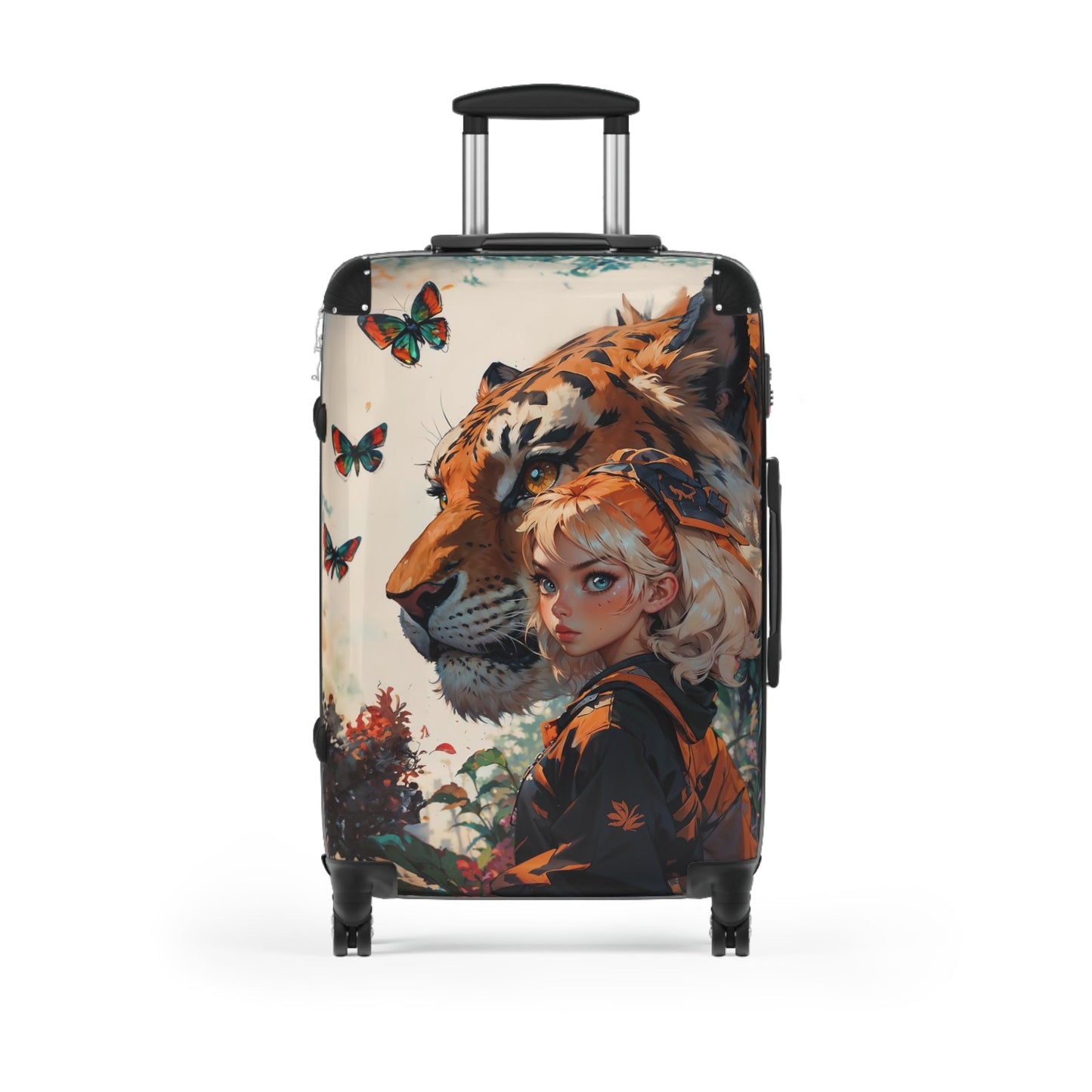 Travel Luggage - Anime Tiger Suitcase - Medium / Black - suitcase