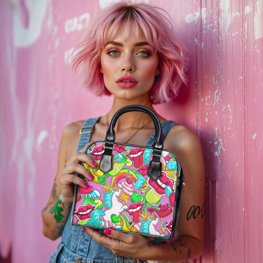 Shoulder Handbag- Unicorn Pattern