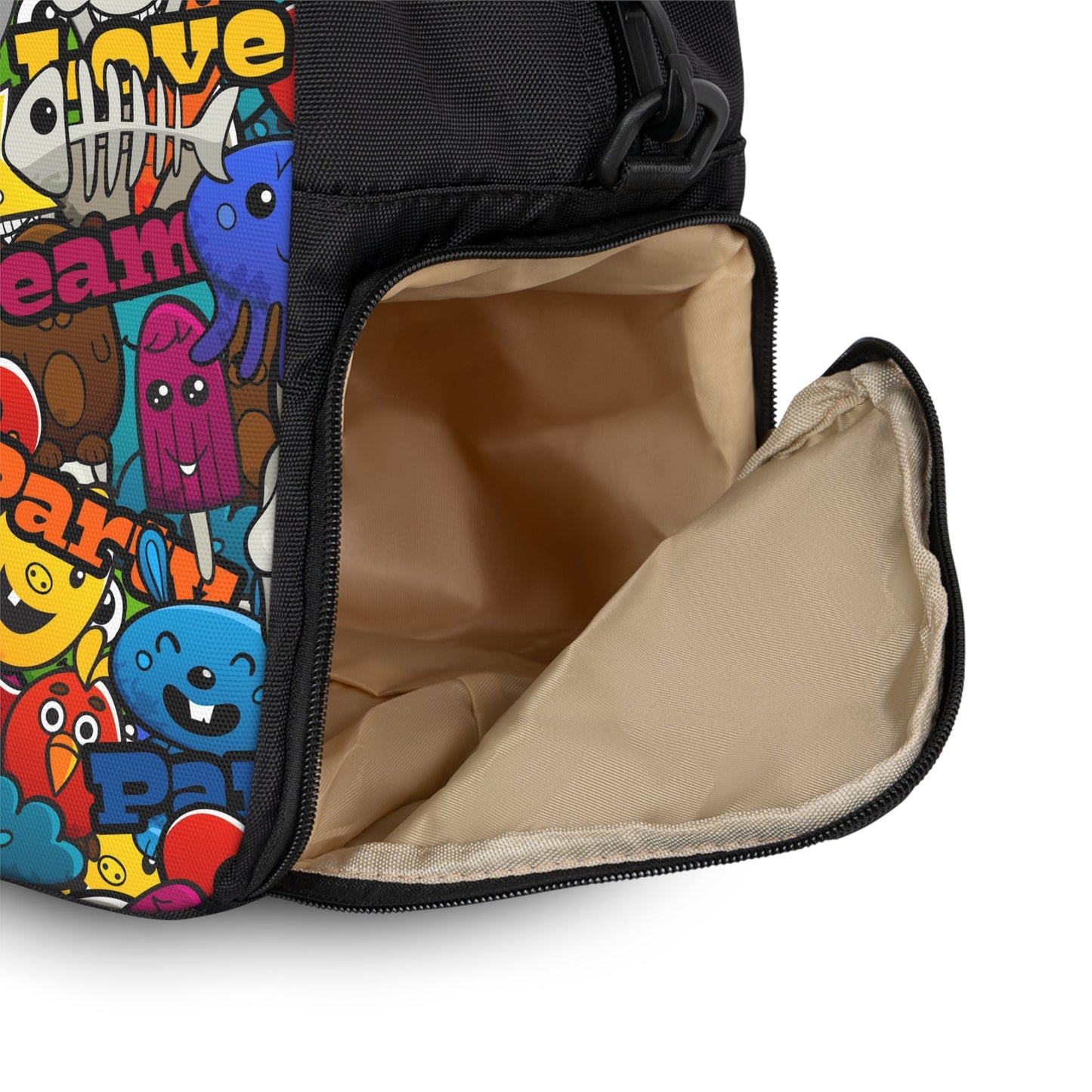 Unisex Fitness Handbag - Playful Doodle - 12.4’’ x 13.3’’ / Black - Bags