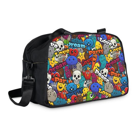 Unisex Fitness Handbag - Playful Doodle - 12.4’’ x 13.3’’ / Black - Bags